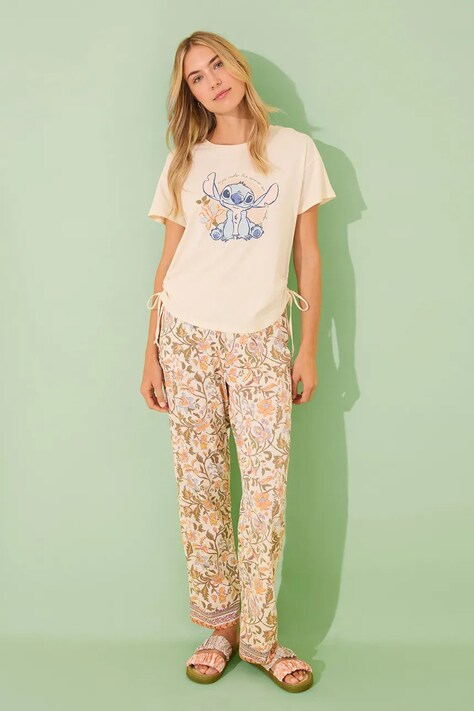 women'secret piżama bawełniana SNOOPY damska kolor beżowy bawełniana 3139903
