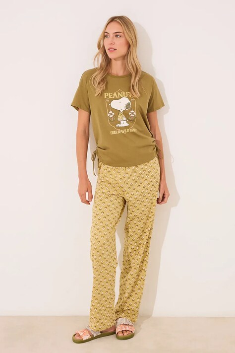 women'secret piżama bawełniana SNOOPY damska kolor zielony 3139904