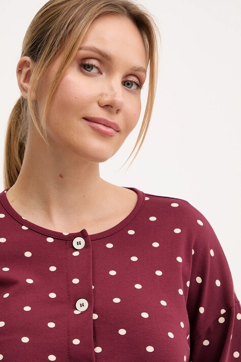 Піжамна сорочка United Colors of Benetton — AW25-BID0BE, бордо — фото 4