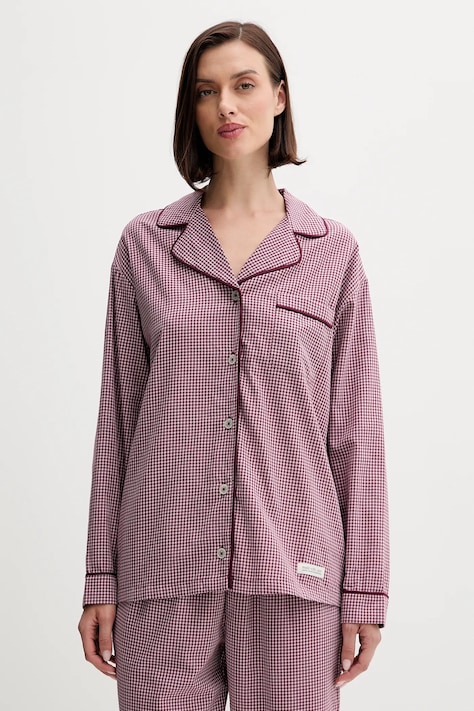 United Colors of Benetton cămașă de pijama culoarea bordo, bumbac, 4MYG3M00D