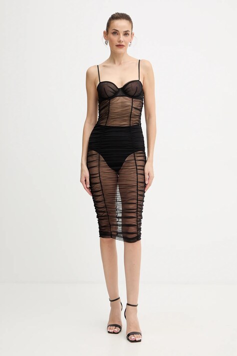 Guess koszulka nocna MARY damska kolor czarny transparentna O5BK00 K1720