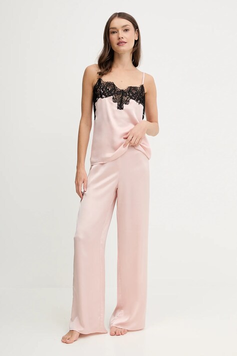 Guess pijama DAPHNE culoarea roz, satin, O5BX19 WH9C2