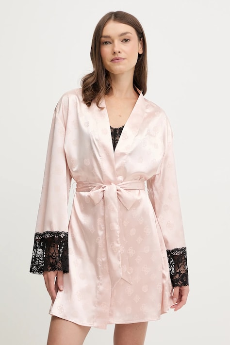Guess cămașă de noapte SYLVIE culoarea roz, satin, O5BX02 W4732