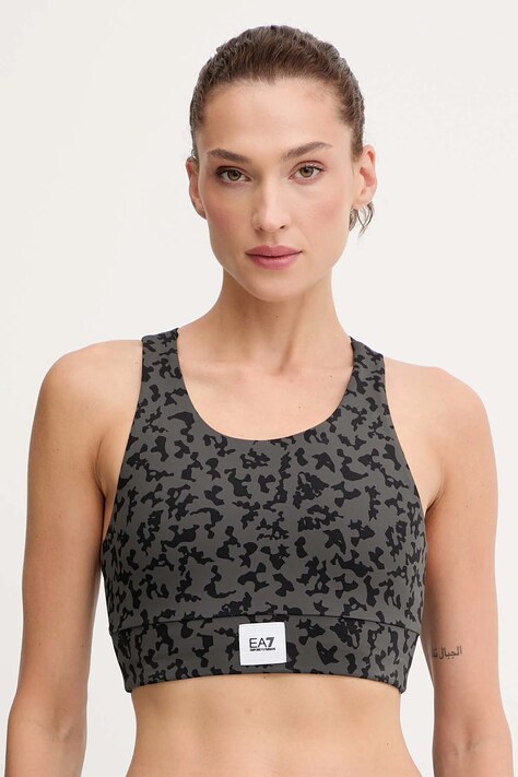 EA7 Emporio Armani sutien sport culoarea negru, cu imprimeu, AF15565.7W000563
