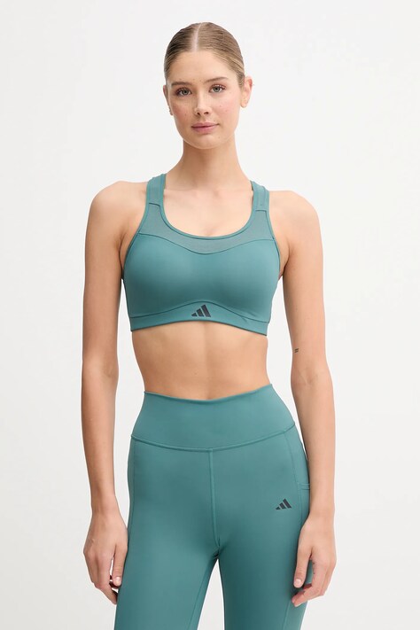 adidas Performance biustonosz sportowy POWER kolor zielony wzorzysty JX8844