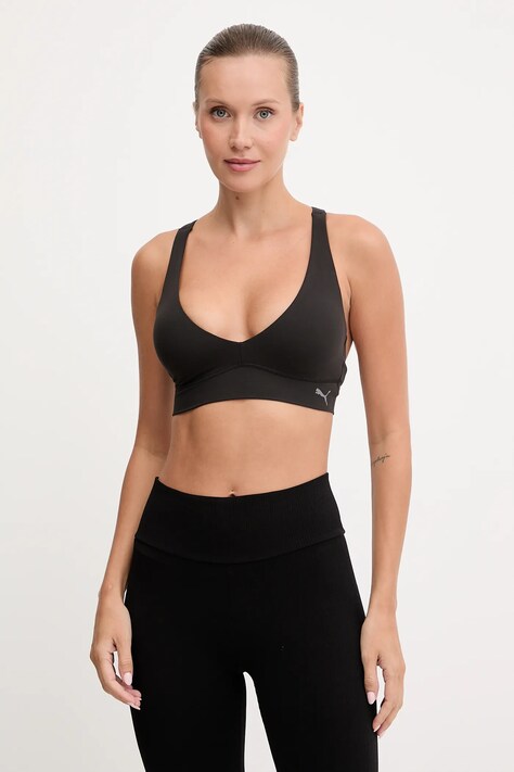 Puma biustonosz sportowy kolor czarny gładki 527481