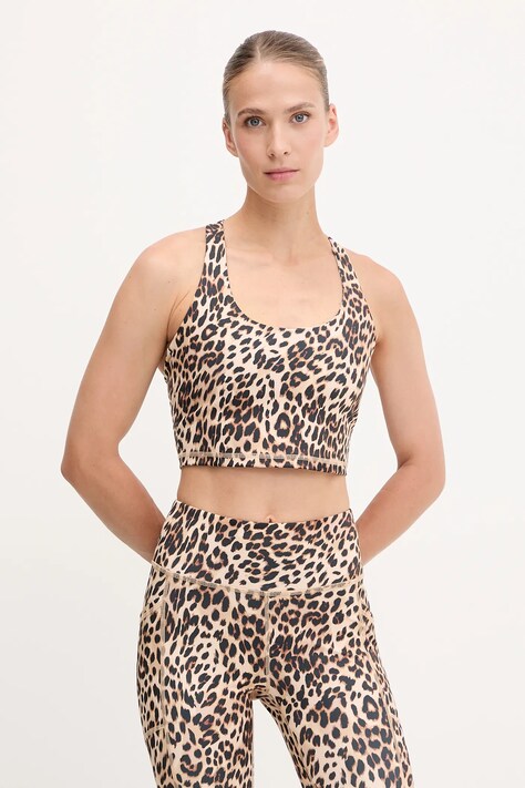 Dkny biustonosz sportowy kolor beżowy wzorzysty DP5T1220