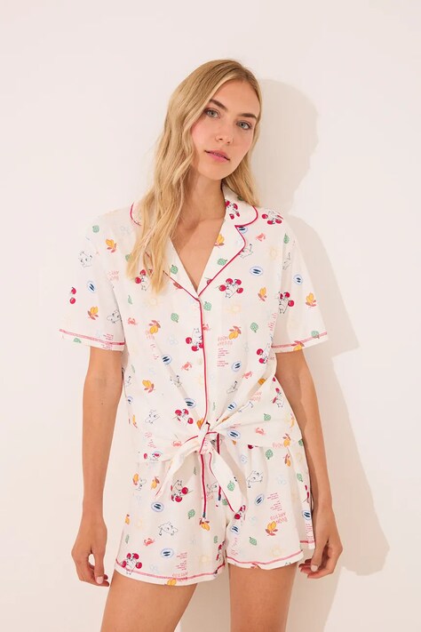 women'secret piżama bawełniana damska kolor biały bawełniana 3132114