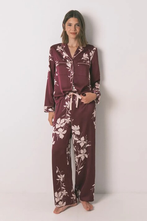 women'secret piżama damska kolor bordowy satynowa 2542459