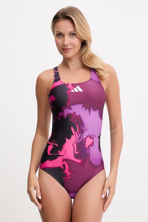 adidas Performance jednoczęściowy strój kąpielowy kolor fioletowy miękka miseczka JX2304