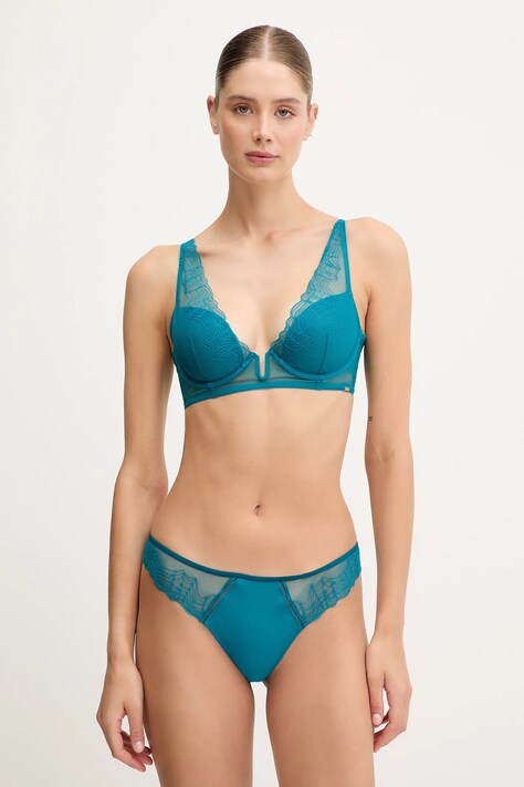 Calvin Klein Underwear biustonosz kolor granatowy koronkowy gładki LV00QF8357