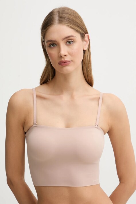Calvin Klein Underwear biustonosz kolor beżowy gładki LV00QF8419