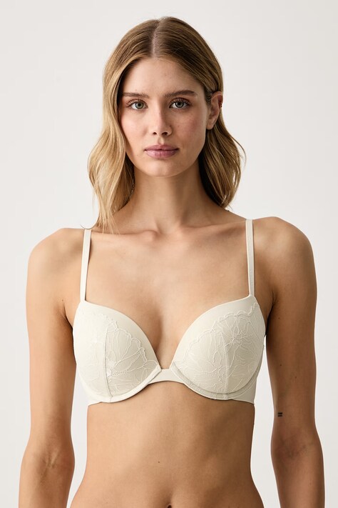 Calvin Klein Underwear Biustonosz kolor biały koronkowy wzorzysty LV00QF8442