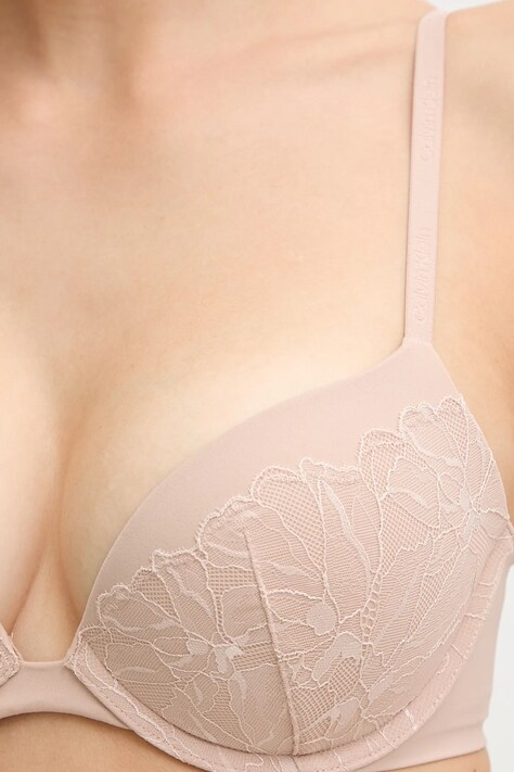 Calvin Klein Underwear biustonosz kolor beżowy koronkowy wzorzysty LV00QF8442
