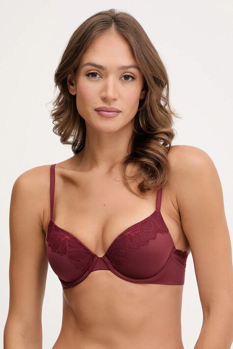 Calvin Klein Underwear biustonosz kolor bordowy gładki LV00QF8443