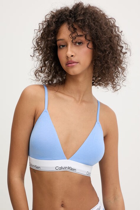 Calvin Klein Underwear grudnjak s trokutastim košaricama s pamukom plavi LV00QF8498