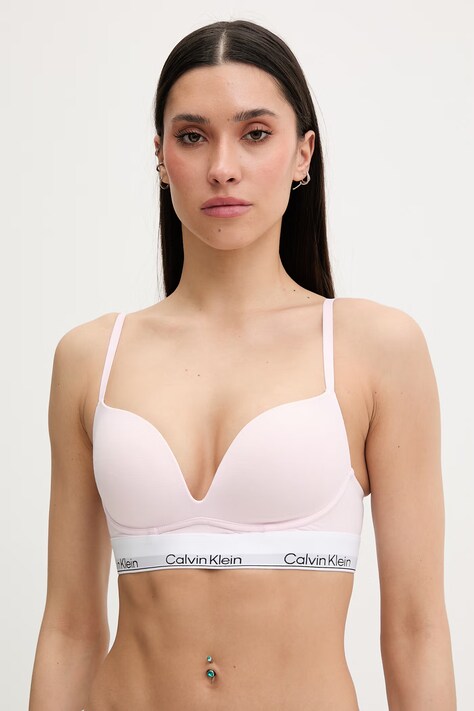 Calvin Klein Underwear сутиен с дълбоко деколте с памук розов LV00QF8502