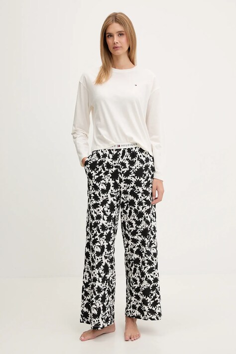 Tommy Hilfiger piżama bawełniana damska kolor beżowy bawełniana UW0UW06146