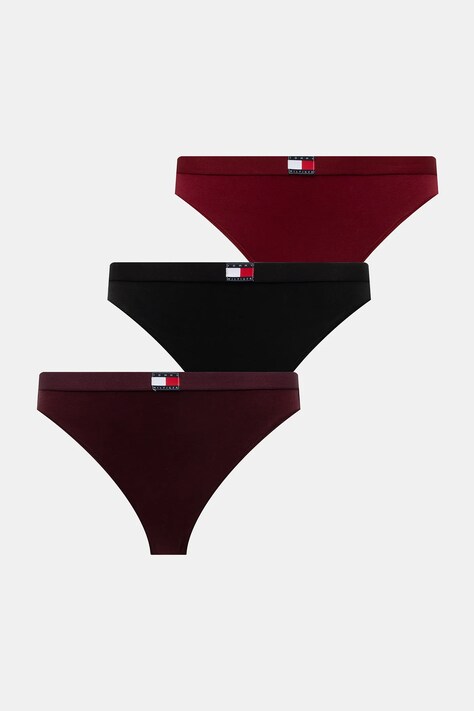 Tommy Hilfiger tanga 3-pack culoarea bordo, UW0UW06139