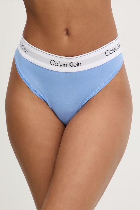Calvin Klein Underwear tangá dámske s bavlnou modré LV00QF8518