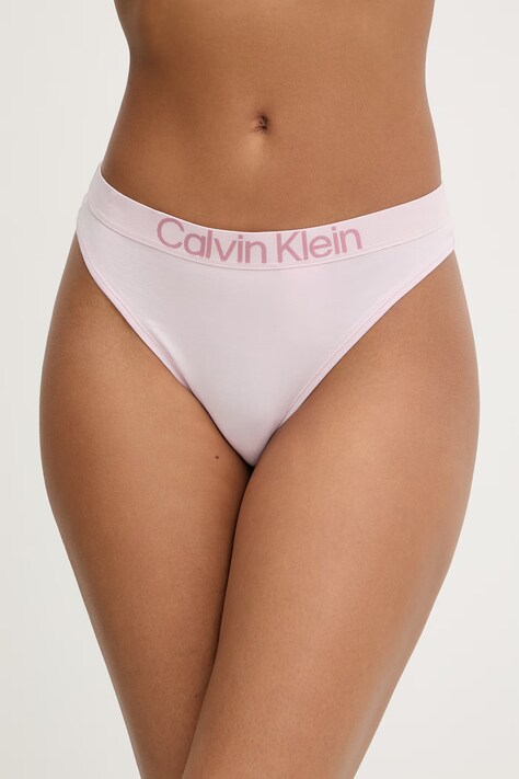 Calvin Klein Underwear tangá dámske bavlnené s elastanom ružové LV00QD5292