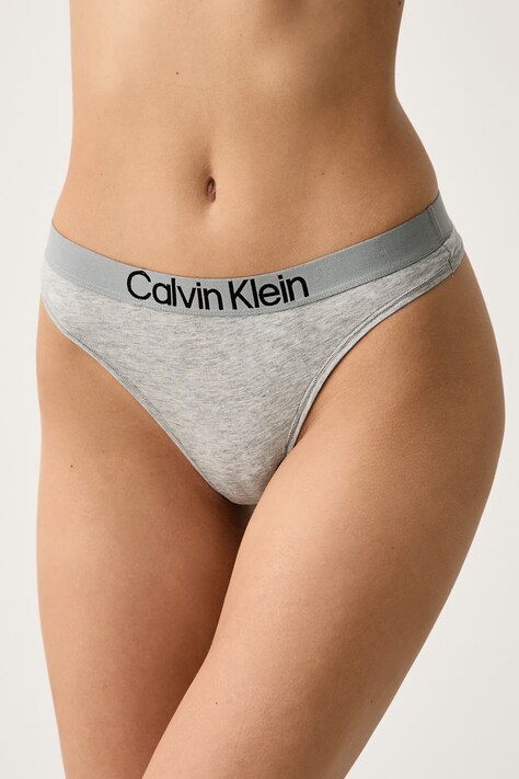 Calvin Klein Underwear Tangice ženske bombažne z elastanom sive LV00QD5292