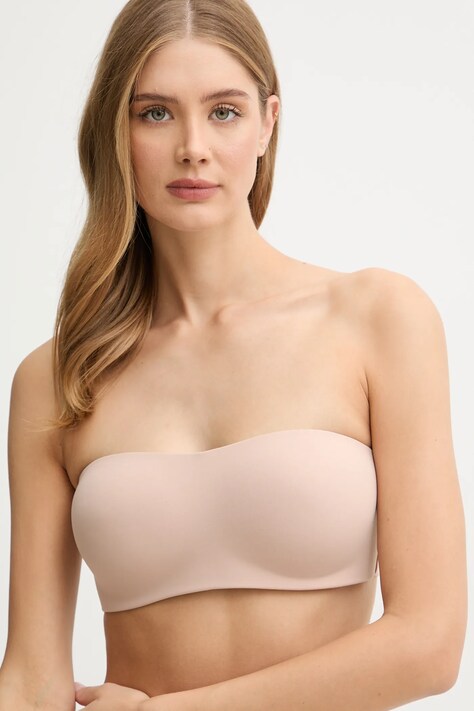 Calvin Klein Underwear biustonosz kolor beżowy gładki LV00QF8416