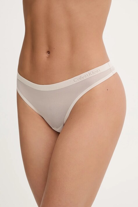 Calvin Klein Underwear stringi kolor beżowy transparentne LV00QF8450