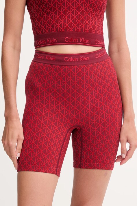 Homewear kratke hlače Calvin Klein Underwear boja: bordo, s uzorkom, visoki struk, LV00QF8488