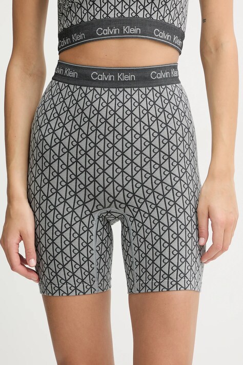 Calvin Klein Underwear szorty lounge damskie kolor szary wzorzyste high waist LV00QF8488