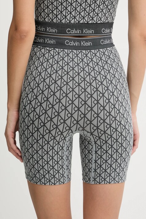 Calvin Klein Underwear szorty lounge damskie kolor szary wzorzyste high waist LV00QF8488