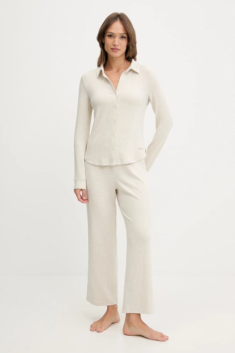 Calvin Klein Underwear piżama damska kolor beżowy LV00QS7582