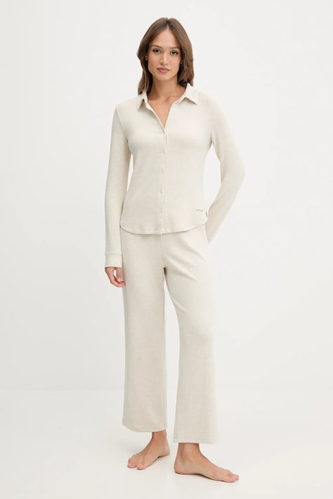 Calvin Klein Underwear piżama damska kolor beżowy LV00QS7582