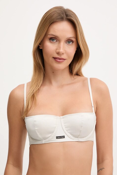 Calvin Klein Underwear biustonosz kolor szary satynowy gładki LV00QF8393