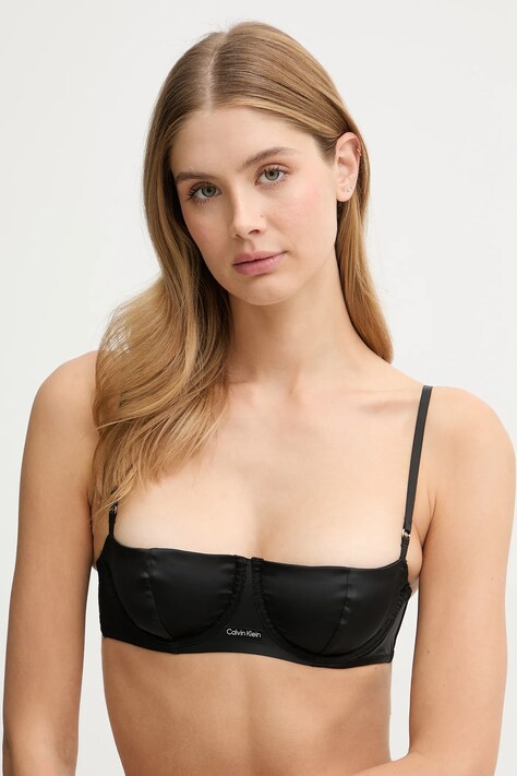 Calvin Klein Underwear biustonosz kolor czarny satynowy gładki LV00QF8393