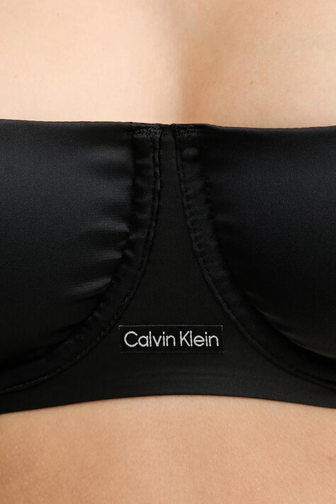Calvin Klein Underwear biustonosz kolor czarny satynowy gładki LV00QF8393