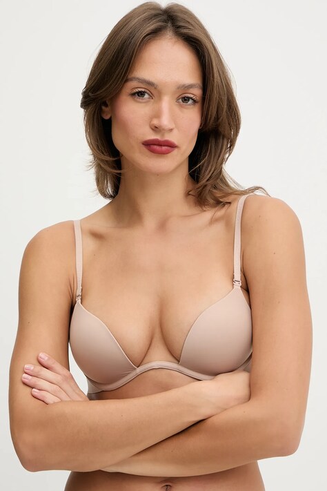 Σουτιέν Calvin Klein Underwear χρώμα: μπεζ, LV00QF8427