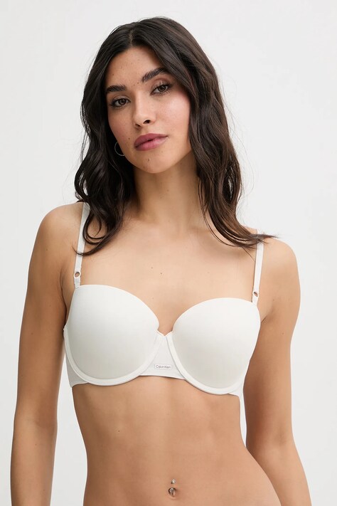 Calvin Klein Underwear biustonosz kolor beżowy gładki LV00QF8084