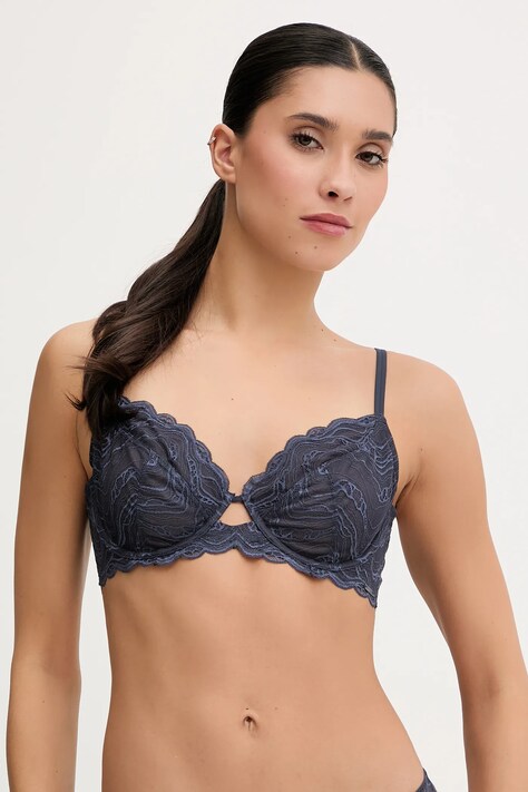 Calvin Klein Underwear biustonosz kolor granatowy koronkowy gładki 000QF8120E