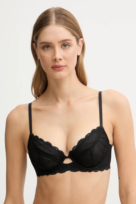 Calvin Klein Underwear biustonosz kolor czarny koronkowy gładki 000QF8120E