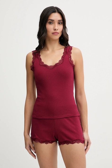 Pidžama Tommy Hilfiger za žene, boja: bordo, UW0UW06215