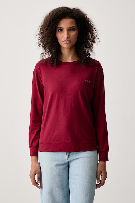 HUGO Longsleeve damski bawełniany z elastanem HUGO ID LS-SHIRT bordowy 50555632