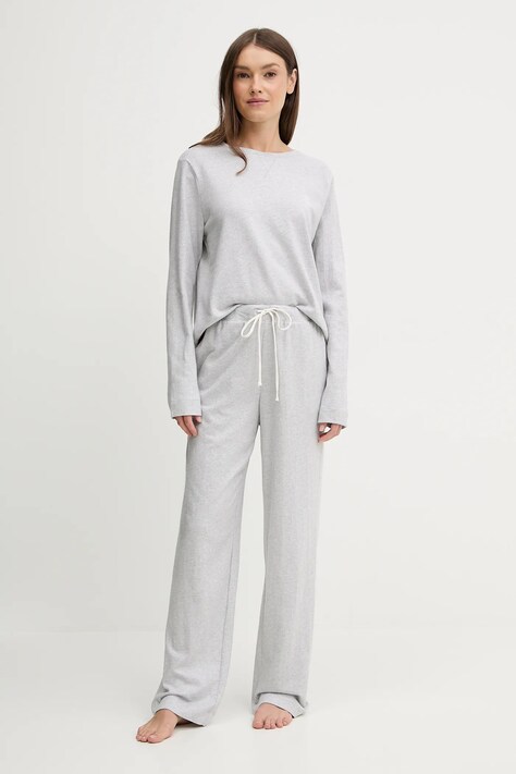 Lauren Ralph Lauren piżama bawełniana damska kolor szary bawełniana ILN72453
