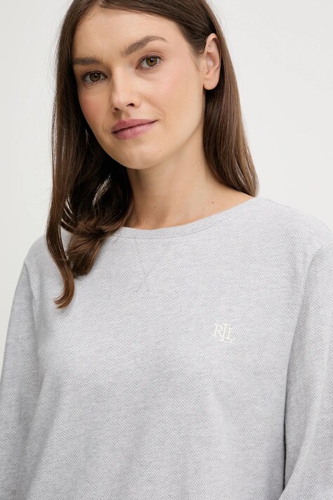 Βαμβακερές πιτζάμες Lauren Ralph Lauren γυναικεία, χρώμα: γκρι, ILN72453