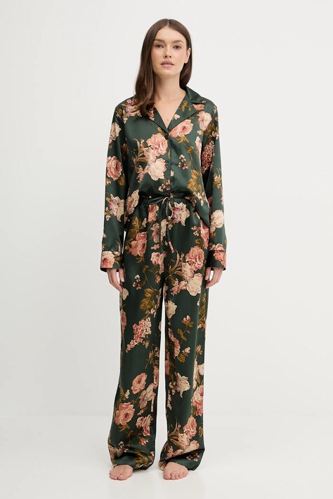Lauren Ralph Lauren piżama damska kolor zielony satynowa ILN72461
