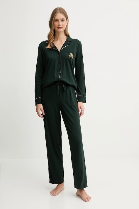 Pyžamo Lauren Ralph Lauren dámske, zelená farba, ILN72467F