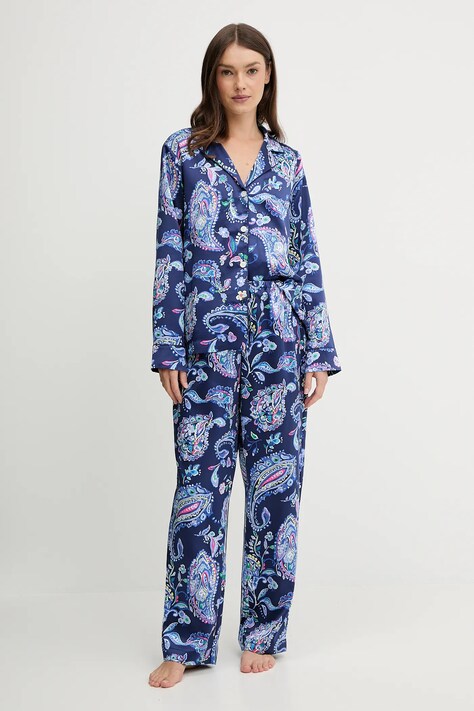 Lauren Ralph Lauren piżama damska kolor niebieski satynowa ILN92480