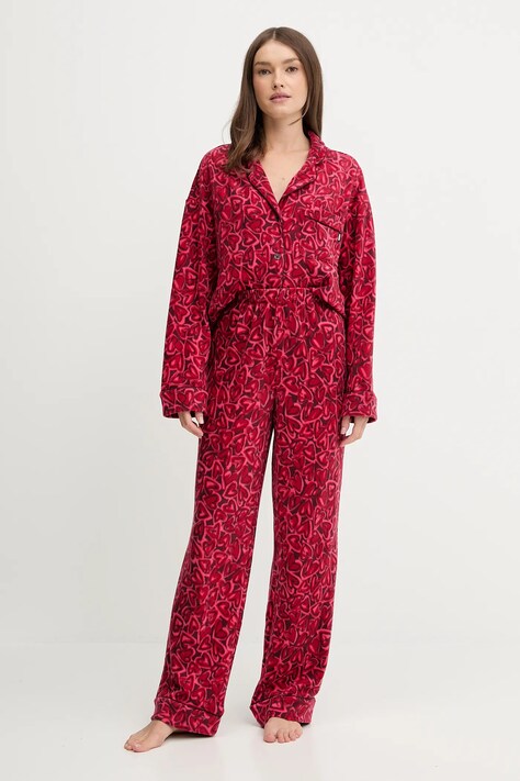 Dkny piżama damska kolor czerwony YI90078F