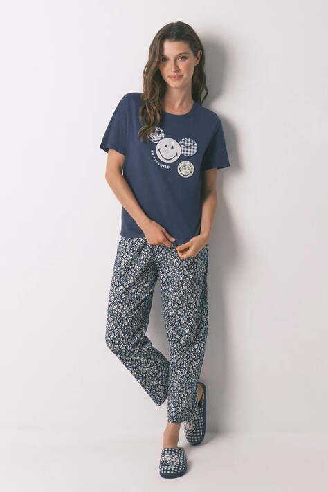 women'secret piżama bawełniana damska kolor granatowy bawełniana 3132148