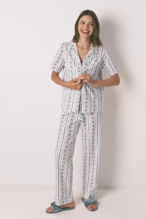 women'secret piżama bawełniana kolor turkusowy bawełniana 4852097